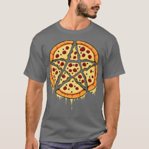 Occult Pentagram Satanic Pizza Wiccan Pagan Lucife T-Shirt
