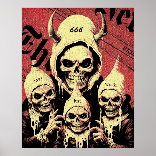 Occulter Horror Skeletons Devil Sins Poster (Vorne)