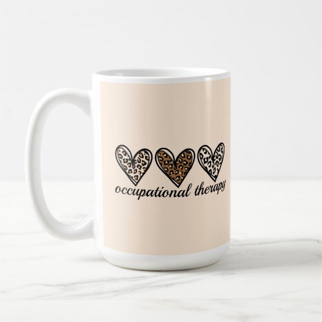 Occupational Therapy Cheetach Print Heart Kaffeetasse (Links)