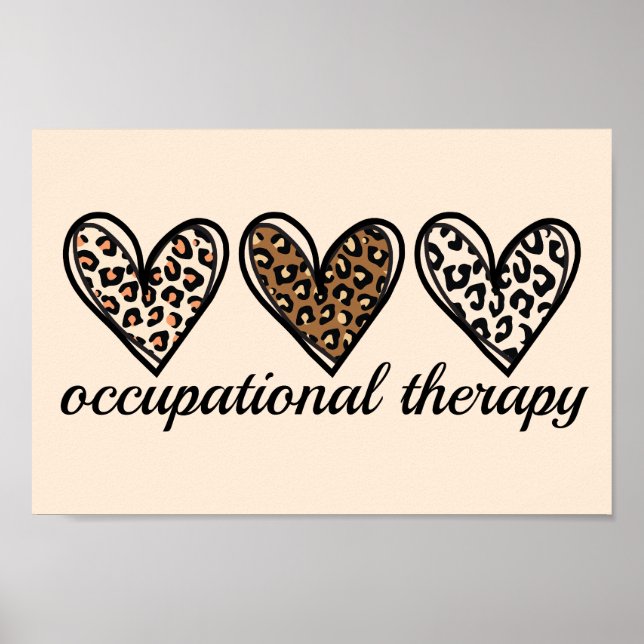 Occupational Therapy Cheetach Print Heart Poster (Vorne)