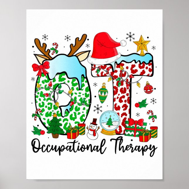 Occupational Therapy Christmas Lights Santa Hat Ot Poster (Vorne)