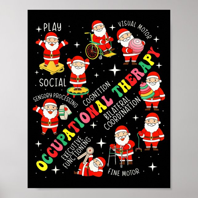 Occupational Therapy Retro Groovy Ot Santa Therast Poster (Vorne)