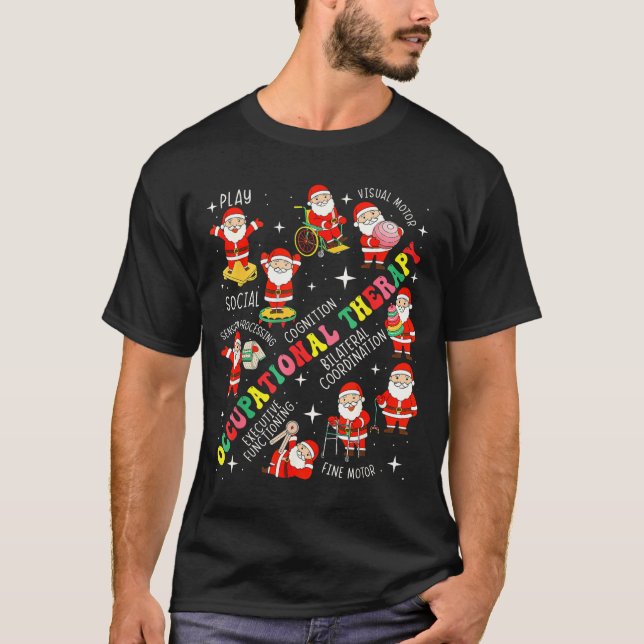 Occupational Therapy Retro Groovy Ot Santa Therast T-Shirt (Vorderseite)