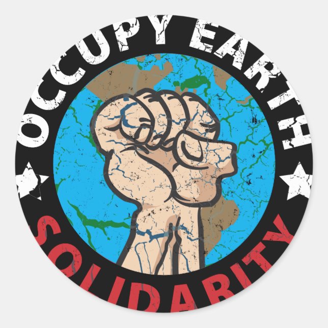 Occupy Earth Runder Aufkleber (Vorderseite)