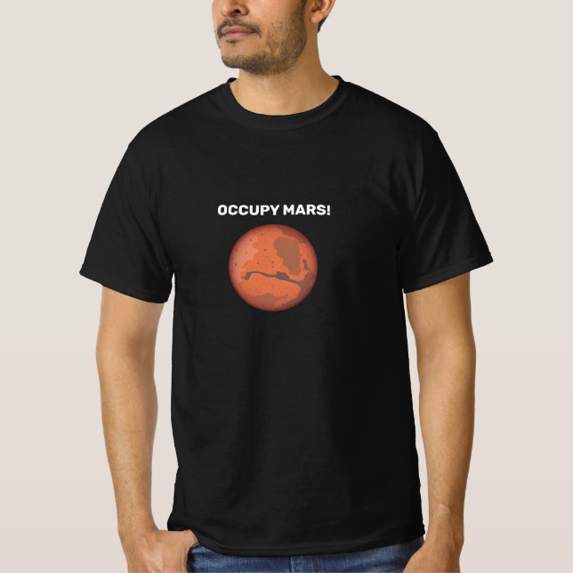 Occupy-Mars auf T - Shirt gedruckt (Vorderseite)
