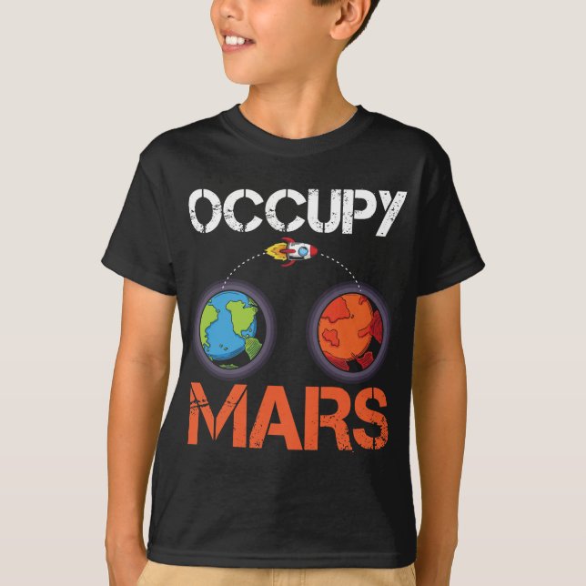 Occupy Mars Austronaut Space Ship Science T-Shirt (Vorderseite)