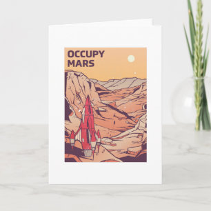 Occupy Mars Retro Space Rocket Geschenk Karte
