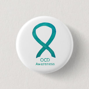 OCD Awareness Ribbon Aquamarine Kunst Buttone Button