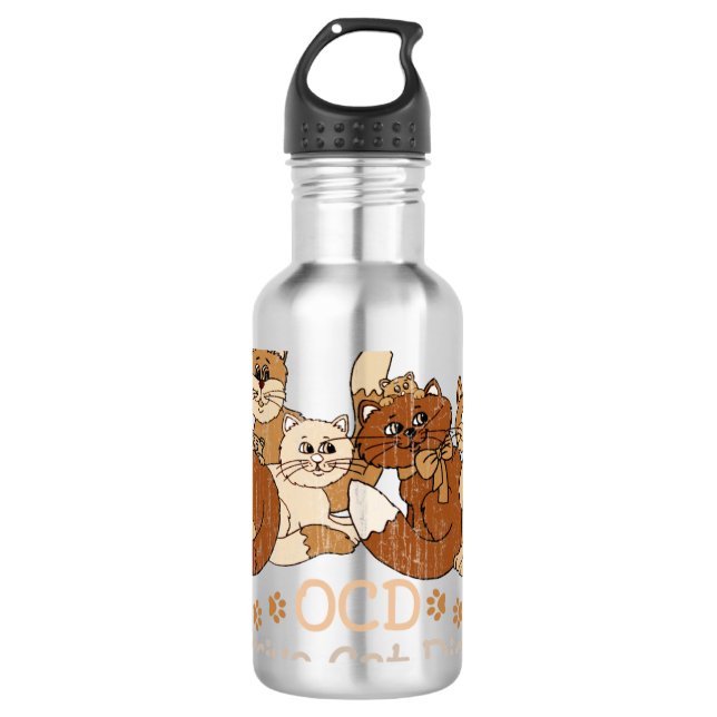 OCD besessene Katzen-Störung Edelstahlflasche (Vorderseite)