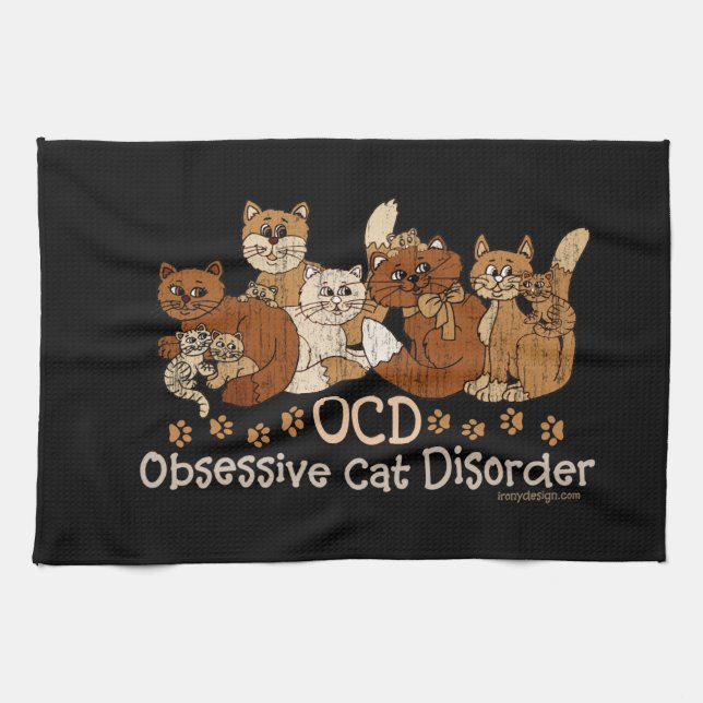 OCD besessene Katzen-Störung Geschirrtuch (Horizontal)