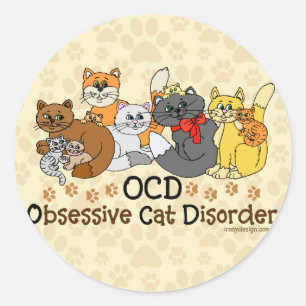 OCD besessene Katzen-Störung Runder Aufkleber