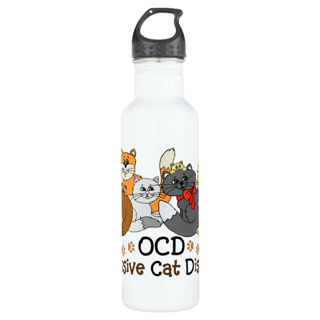 OCD besessene Katzen-Störung Trinkflasche (Vorderseite)