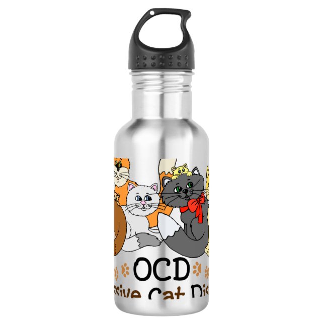 OCD besessene Katzen-Störung Trinkflasche (Vorderseite)