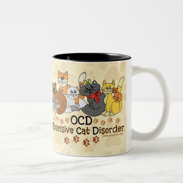 OCD besessene Katzen-Störung Zweifarbige Tasse (Rechts)