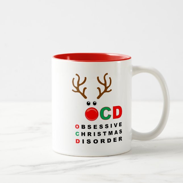 OCD besessene Weihnachtsstörungs-lustige Zweifarbige Tasse (Rechts)