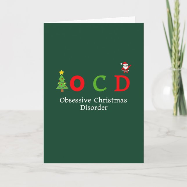 OCD Obsessive Christmas Disorder Funny Holiday Pun Karte (Vorderseite)