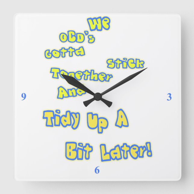 OCD vereinigen! Quadratische Wanduhr (Vorderseite)