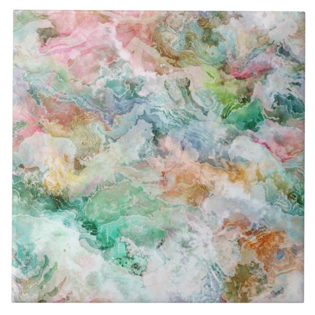 Ocean Abstract Watercolor Grunge Pattern  Fliese (Vorderseite)