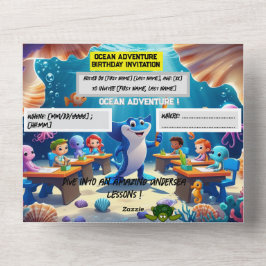 Ocean Adventure Classroom Geburtstag - Flachbildsc All In One Einladung