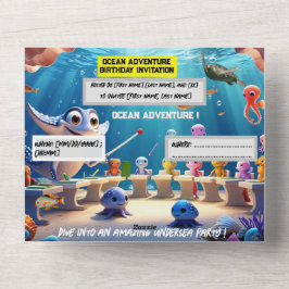 Ocean Adventure Classroom Geburtstag - Flachbildsc All In One Einladung