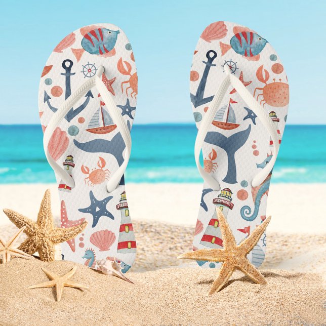 Ocean Adventure | Küstenstrand Flip Flops (Von Creator hochgeladen)