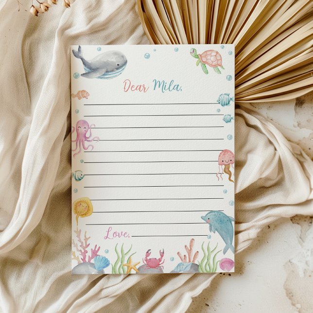 Ocean Animal Birthday Time Capsul Message Card Dankeskarte (Von Creator hochgeladen)
