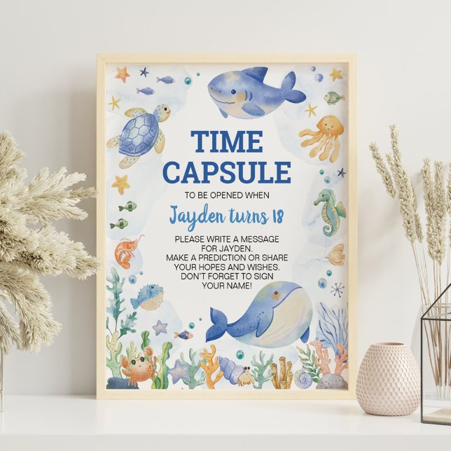 Ocean Animal Boy Birthday Time Kapsel Poster (Von Creator hochgeladen)