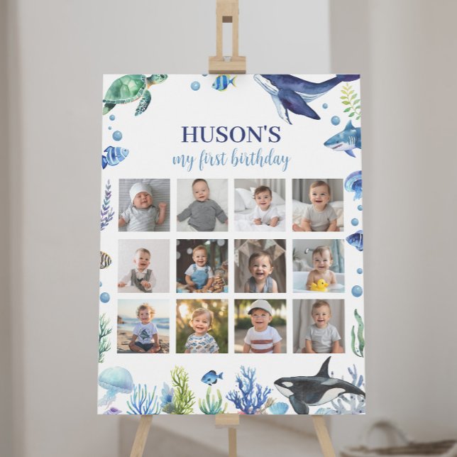 Ocean Animal Boy Geburtstag Foto Milestone Zeichen Poster (Von Creator hochgeladen)