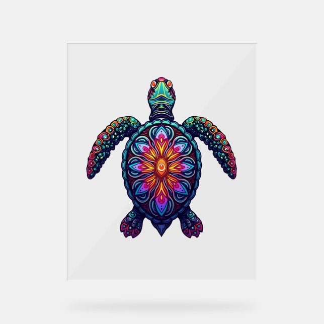 Ocean Animal Gefärbte Krawatte Tribal Sea Animal M Acrylschild (Vorderseite)