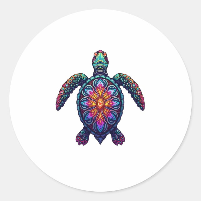 Ocean Animal Gefärbte Krawatte Tribal Sea Animal M Runder Aufkleber (Vorderseite)