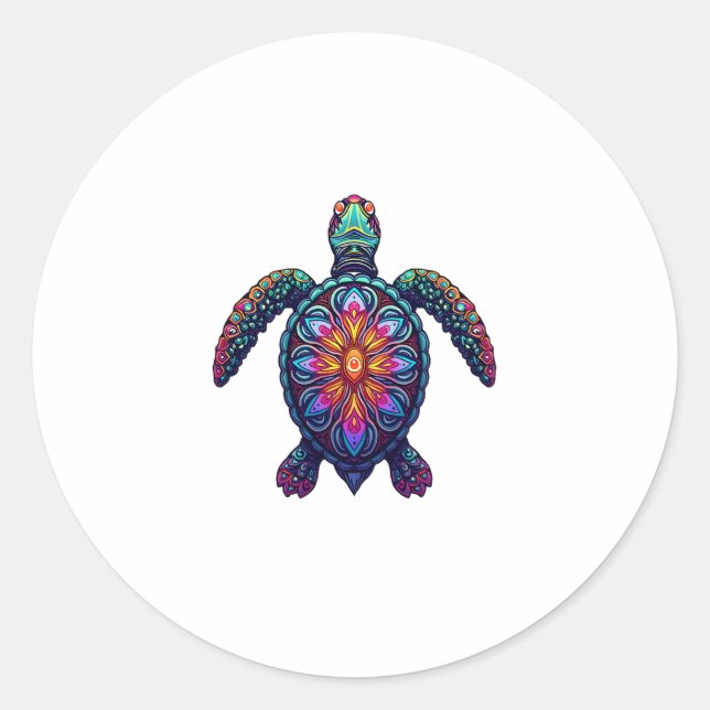 Ocean Animal Gefärbte Krawatte Tribal Sea Animal M Runder Aufkleber (Vorderseite)