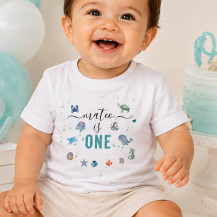 Ocean Animal One Individuelle Name 1. Geburtstag Kleinkind T-shirt