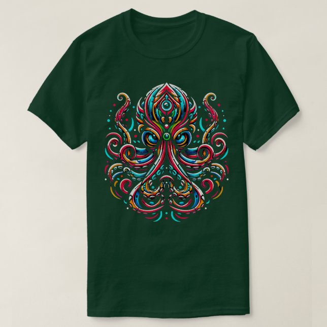 Ocean Animals Aquarist Colorful Octopus T-Shirt (Design vorne)