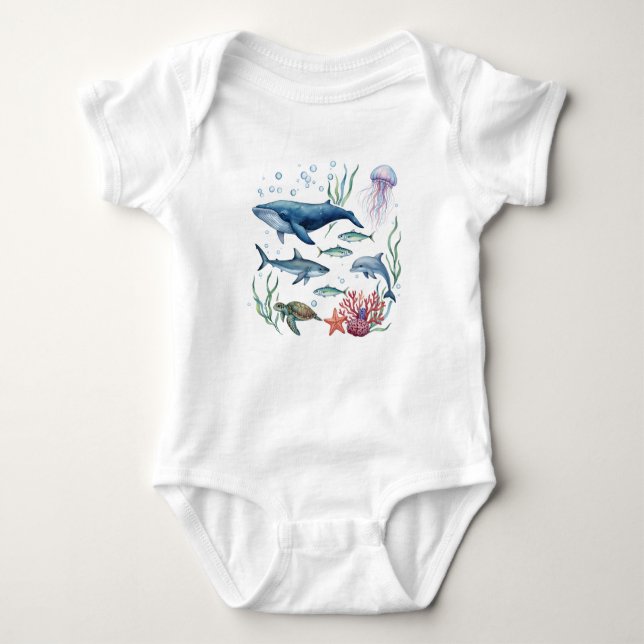 Ocean Animals Baby, Summer Sea Life Baby  Baby Strampler (Vorderseite)