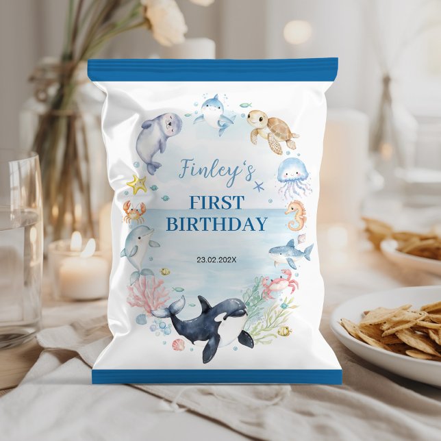 Ocean Animals Kindergeburtstag Chip Bag Wrapper Flyer (Von Creator hochgeladen)