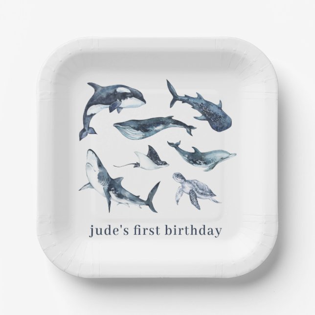 Ocean Animals Paper Teller Napkins (Vorderseite)