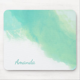 Ocean Aqua Blue Abstrakt mit Monogram Mousepad