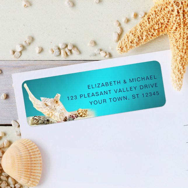 Ocean Aquamarin Blue Aqua Seashells Beach Address  (Von Creator hochgeladen)
