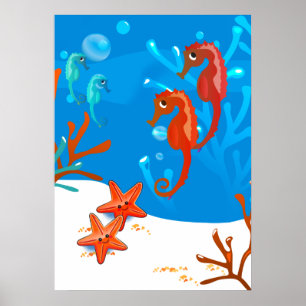 Ocean Aquatic Niedlich Seepferd Starfish Poster
