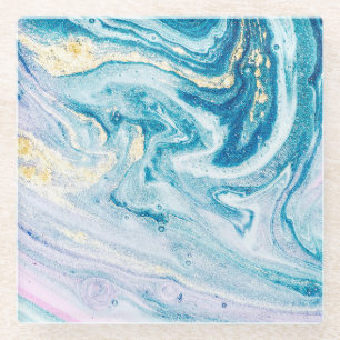 Ocean Art: Marble Agate Wirbel. Glasuntersetzer