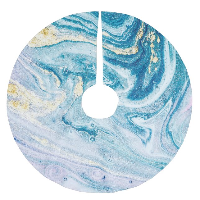 Ocean Art: Marble Agate Wirbel. Polyester Weihnachtsbaumdecke (Vorderseite)