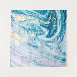 Ocean Art: Marble Agate Wirbel. Wandteppich