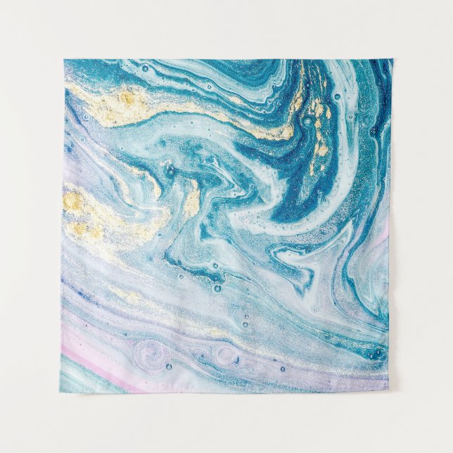 Ocean Art: Marble Agate Wirbel. Wandteppich (Vorderseite)