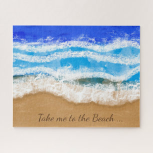 Ocean Art, White Foamy Waves am Sandy Beach Puzzle