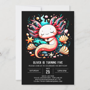Ocean Axolotl Kindergeburtstag Einladung