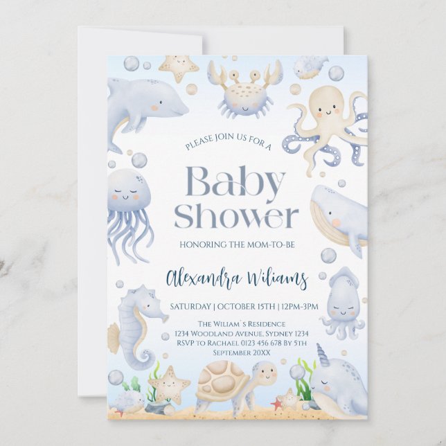 Ocean Baby Shower Einladung (Vorderseite)