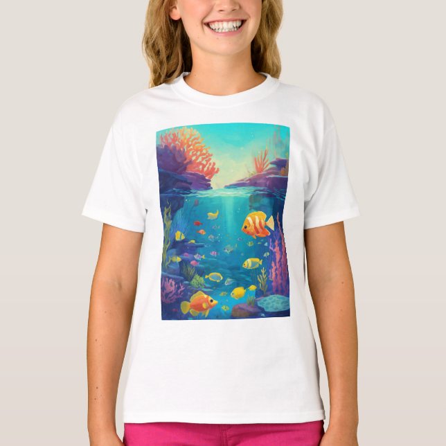 "Ocean Ballet: Fish in Motion" T-Shirt (Vorderseite)