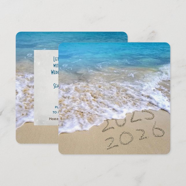 Ocean Beach 2025 New Year's Party Einladung (Vorne/Hinten)