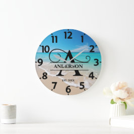 Ocean Beach A Monogram Große Wanduhr
