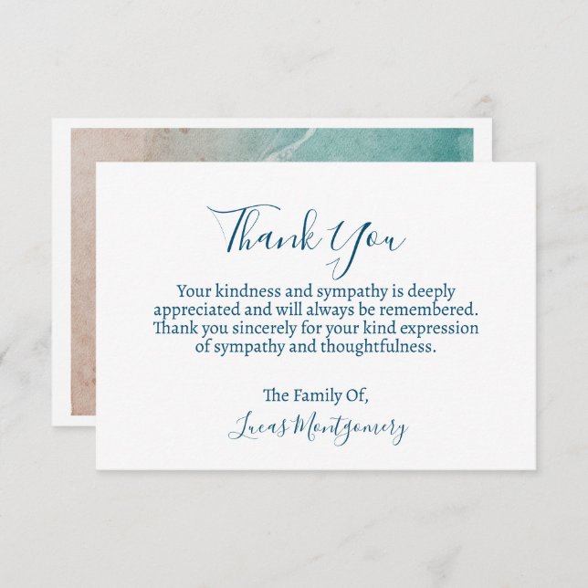 Ocean Beach Beerdigung Danke, Beileid Mitteilungskarte (Vorne/Hinten)